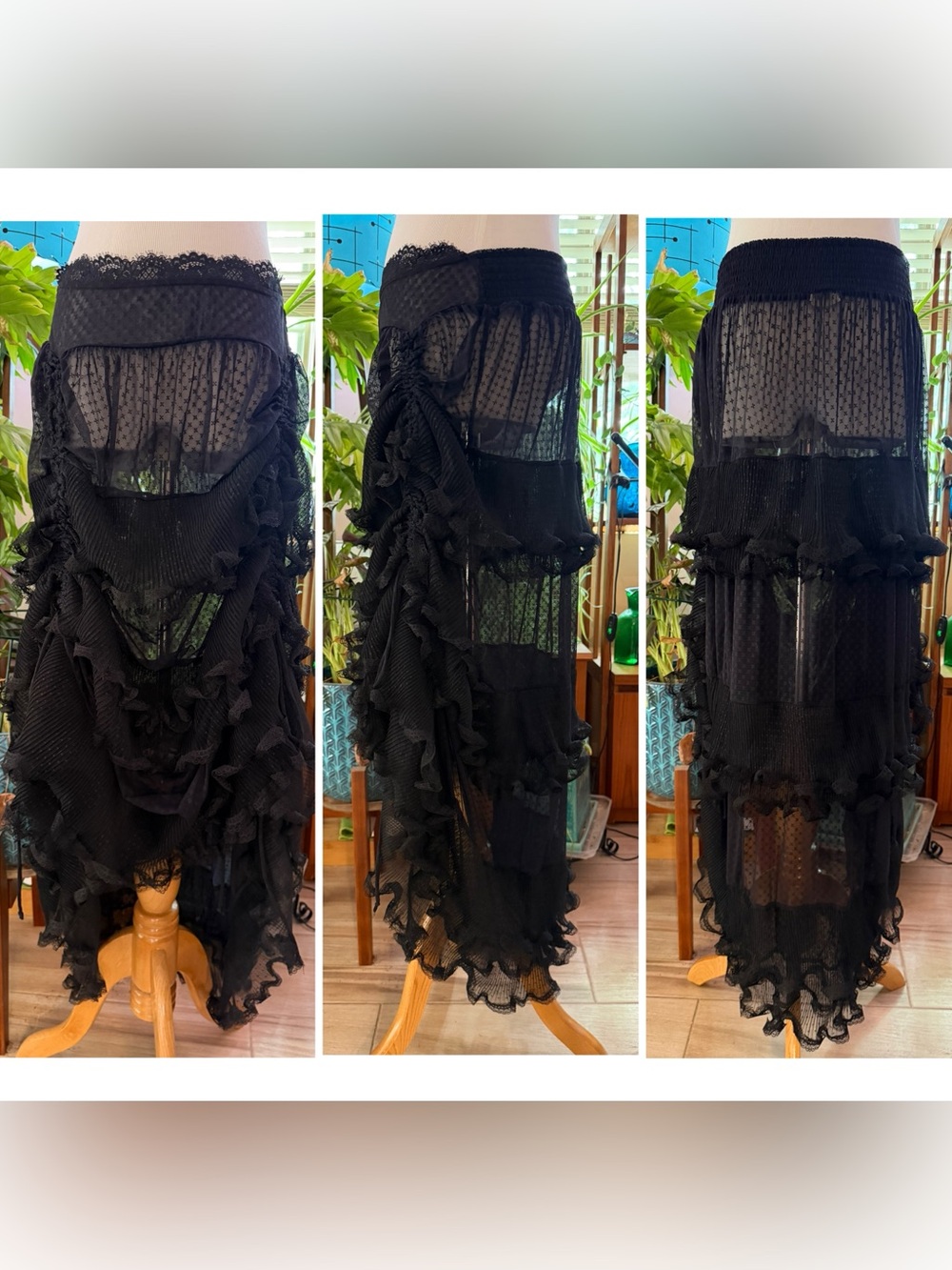 Free People Intimately Forever Young Maxi Skirt with Drawstring Ruching M NWOT